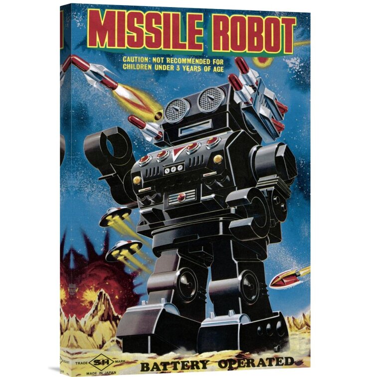 Global Gallery Missile Robot On Canvas by Retrobot Print | Wayfair